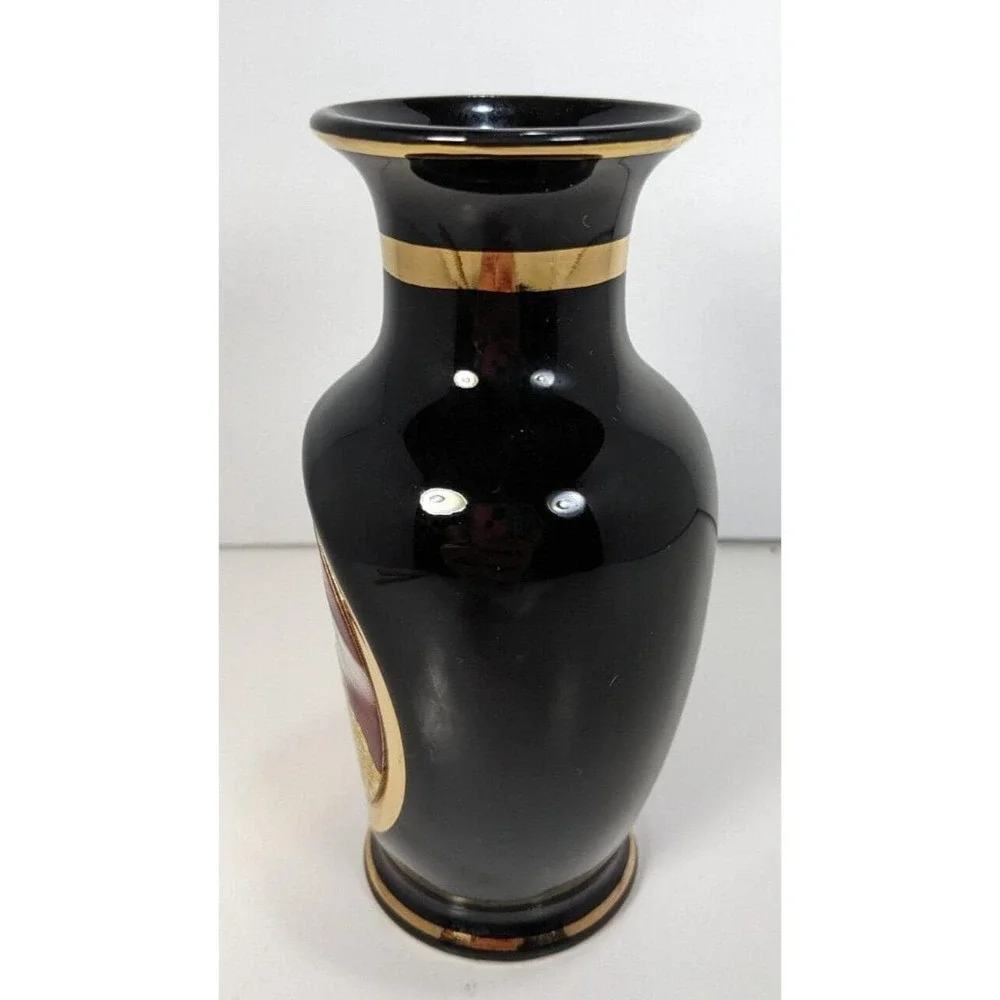 Vintage Chokin Vase Pagoda Scene Gold Gilded Japan 6.25